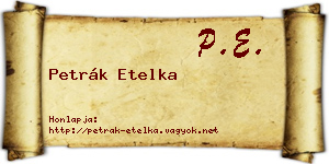 Petrák Etelka névjegykártya